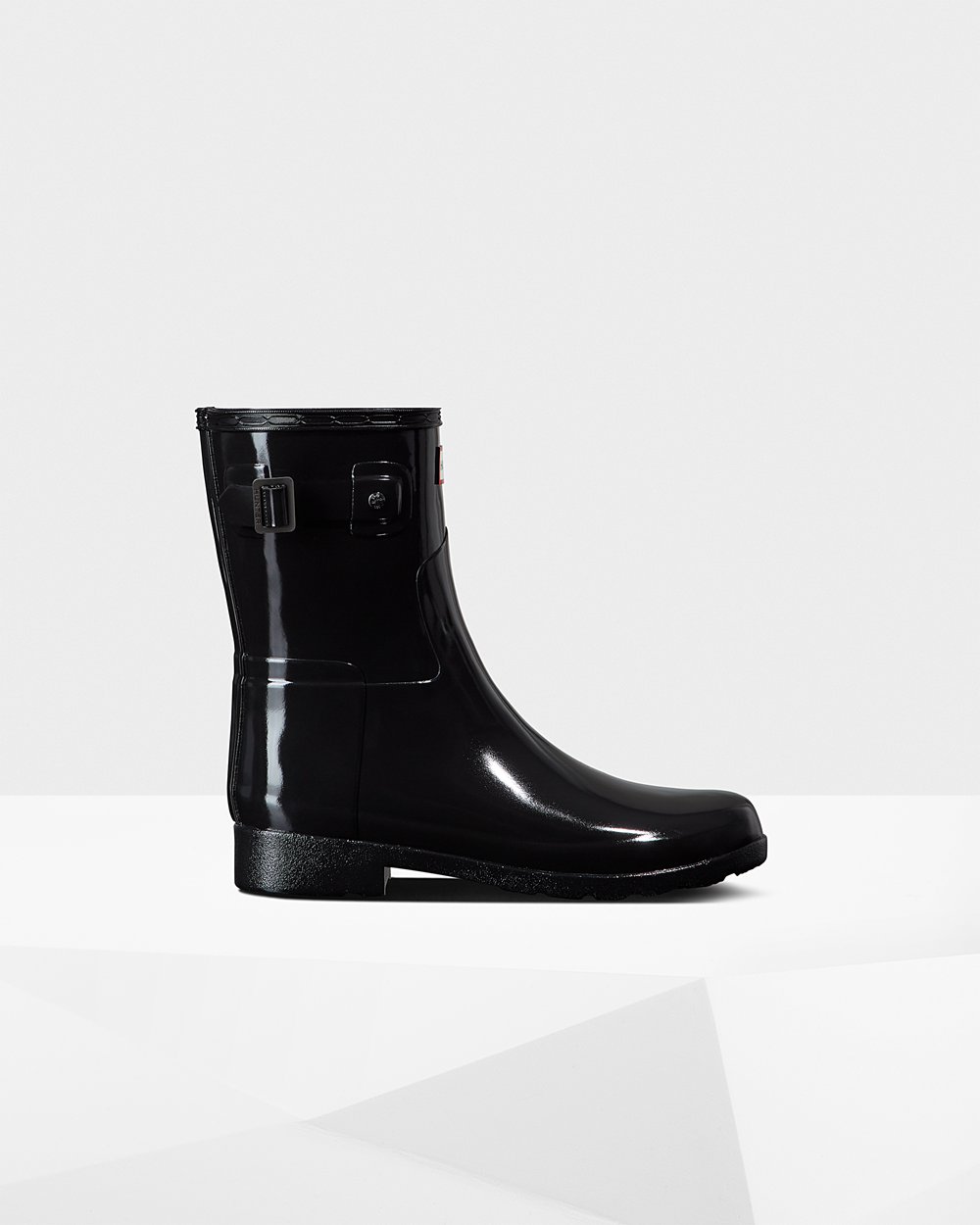 Hunter Kısa Yağmur Çizmesi Bayan Siyah - Refined Slim Fit Gloss - Türkiye BA3961024